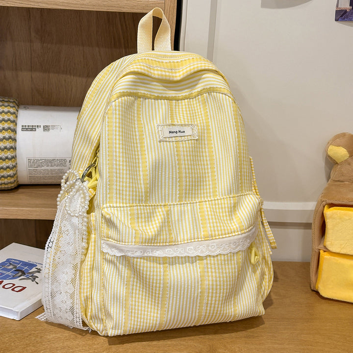 Striped Casual Backpack with Decorative Lace Stornfield