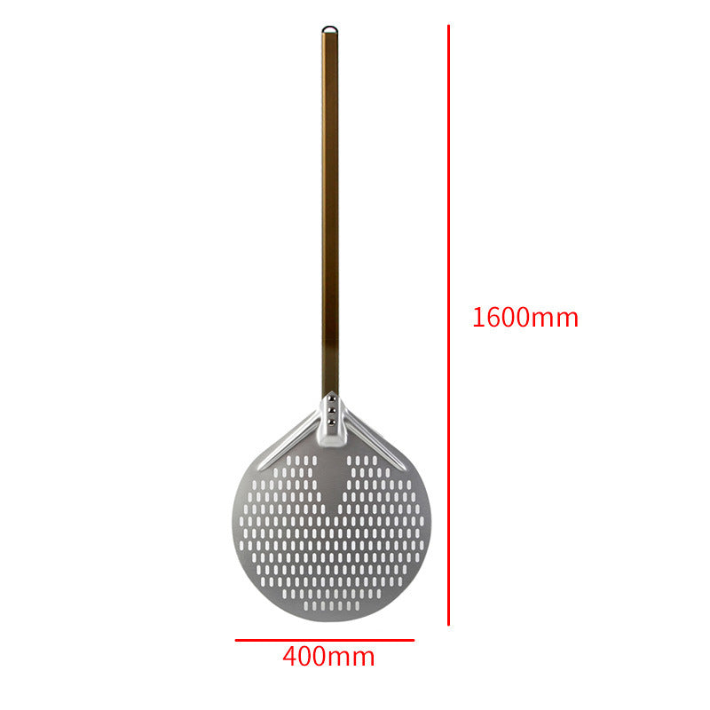 long wooden handled round aluminum pizza peel with reinforced neck Stornfield