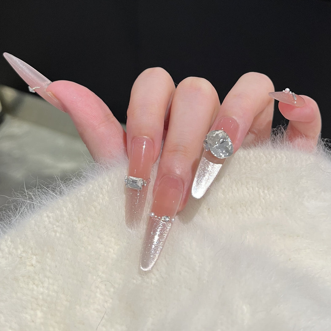 Decorative Stiletto Press-On Nail Art Set with Rhinestone Details Stornfield