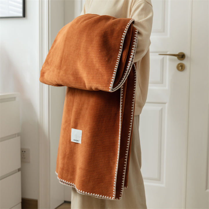 Luxury Waffle-Texture Plush Throw Blanket
