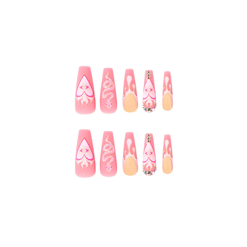 Artful Nail Extensions with Snake and Flower Decoration Stornfield