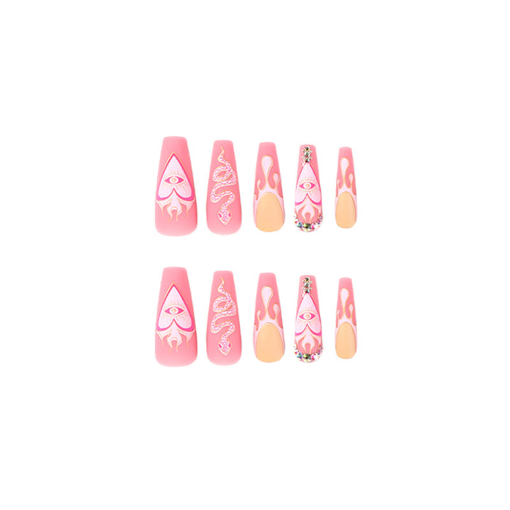 Artful Nail Extensions with Snake and Flower Decoration Stornfield