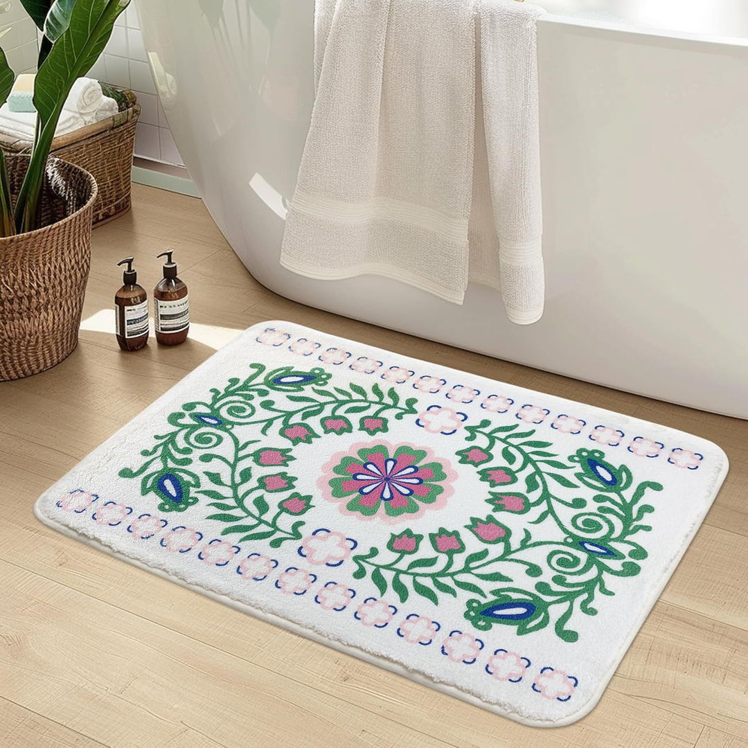 Luxurious Floral Design Bath Mat Stornfield