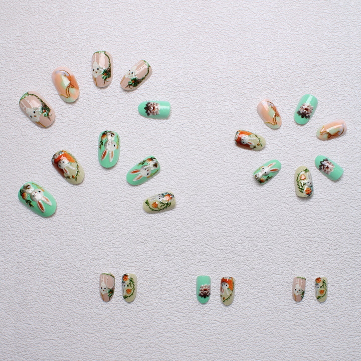 Whimsical Bunny-Themed 3D Press-On Nail Art Stornfield
