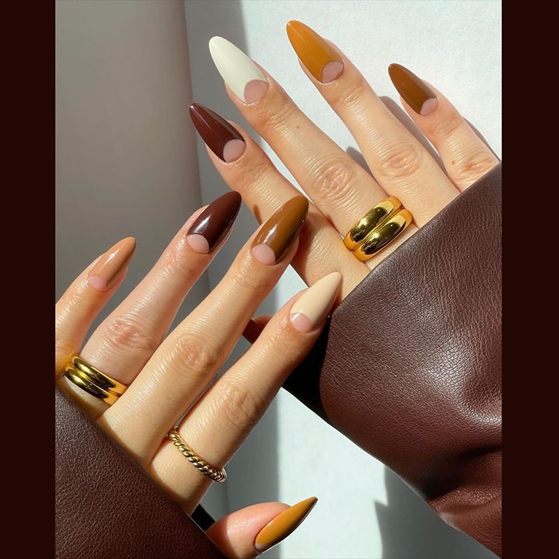 Elegant Stiletto Press-On Nail Set with Unique French Tips Stornfield