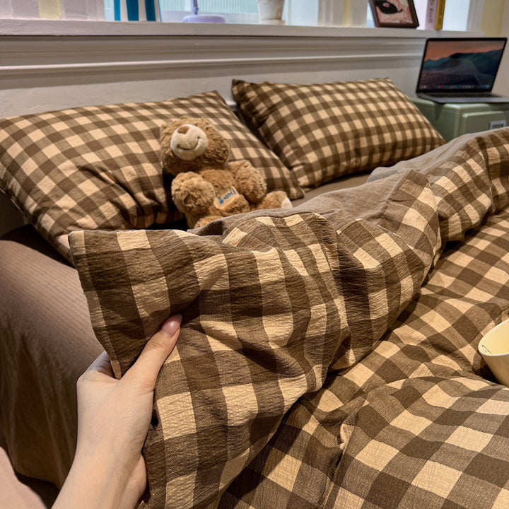 Cozy Plaid Cotton Bedding Set