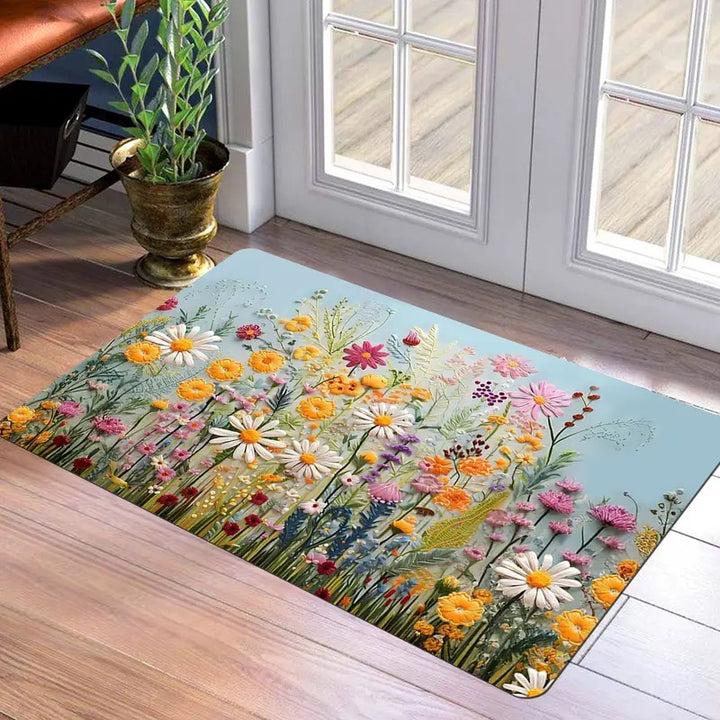 Floral Patterned Welcome Mat Stornfield