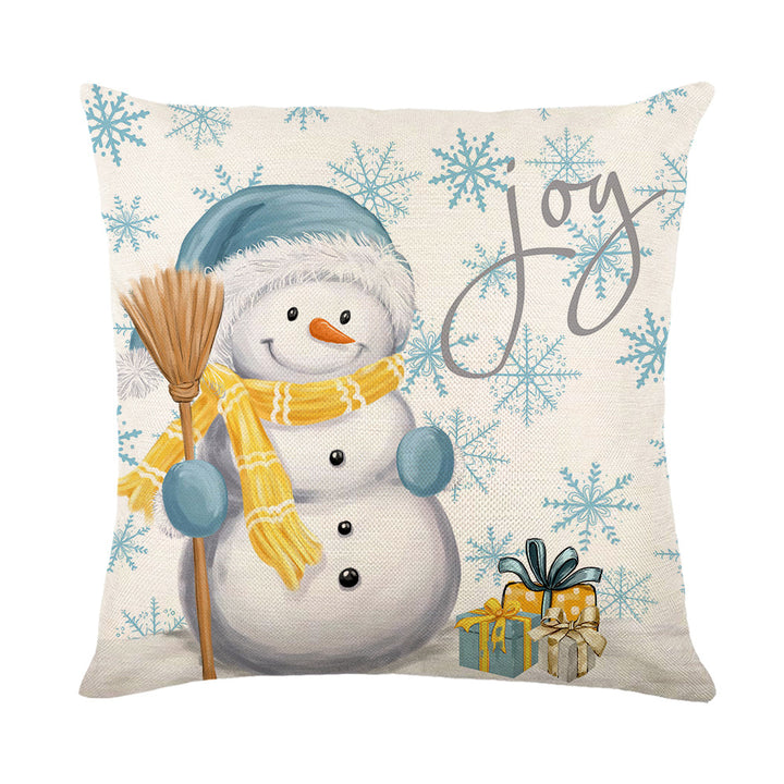 Square Cotton-Linen Holiday Deer 'Believe' Decorative Pillow Cover with Concealed Zipper