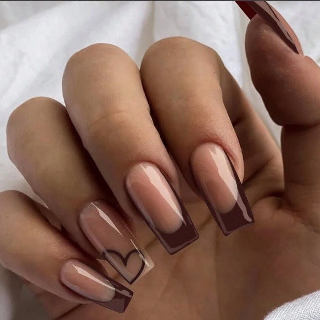 Glamorous artificial nails with elegant tips and heart design Stornfield