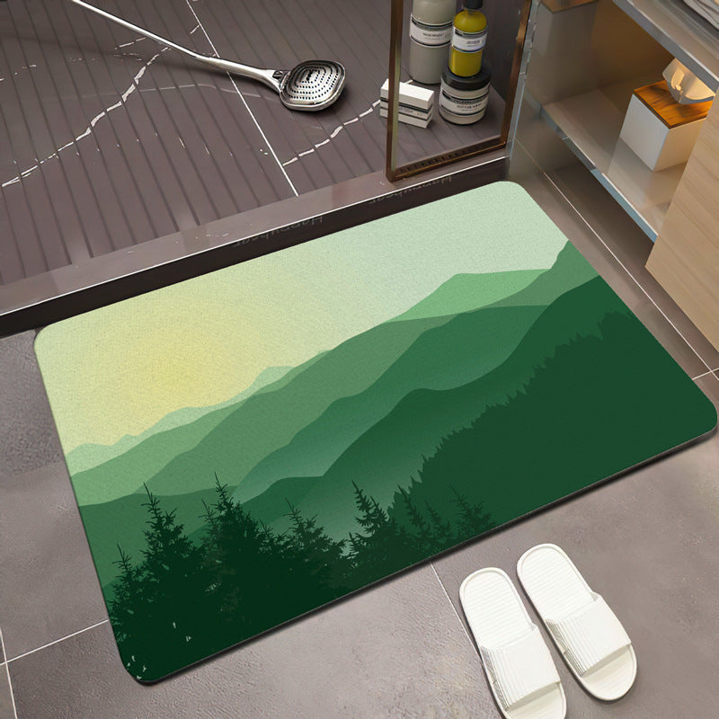 Scenic Mountain Landscape Bath Mat Stornfield
