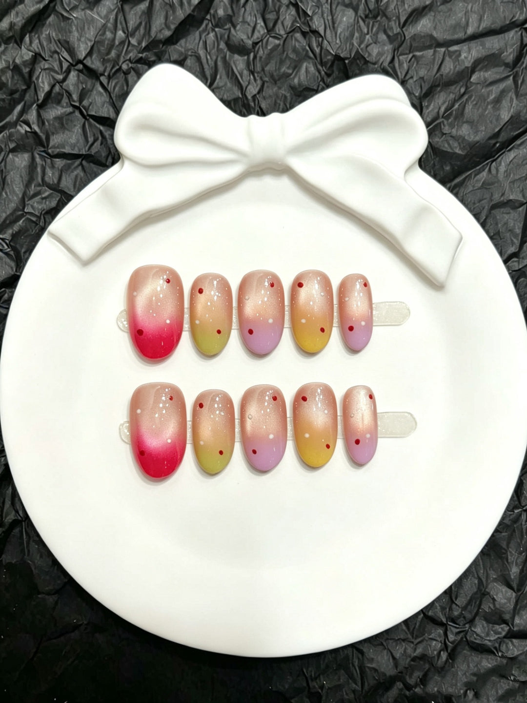 Ombre Gradient Press-On Nail Set with Glitter Accents
