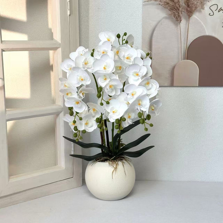 Elegant Artificial Yellow Orchid Arrangement for Home Decor