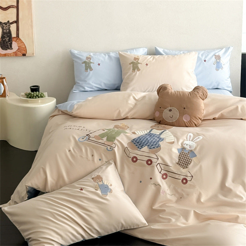 Children's Cartoon Teddy Duvet Cover Bedding Set