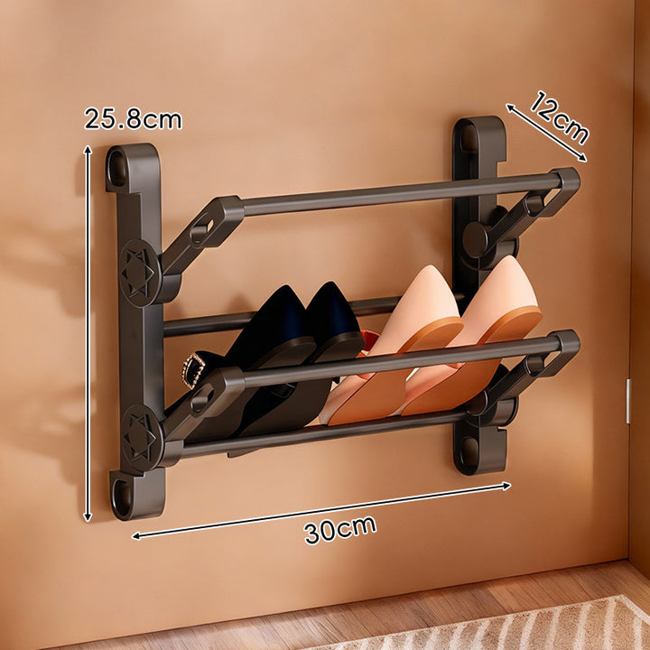 Over-Door Adjustable Two-Tier Angled Shoe Organizer Rack
