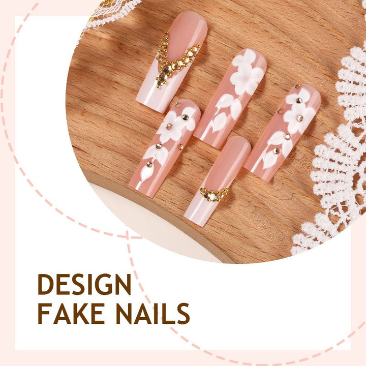 Art nail set with refined flower and glitter elements Stornfield