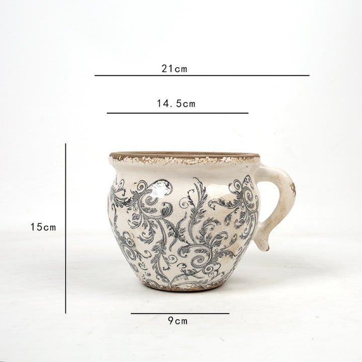 Decorative ceramic pot with floral pattern Stornfield