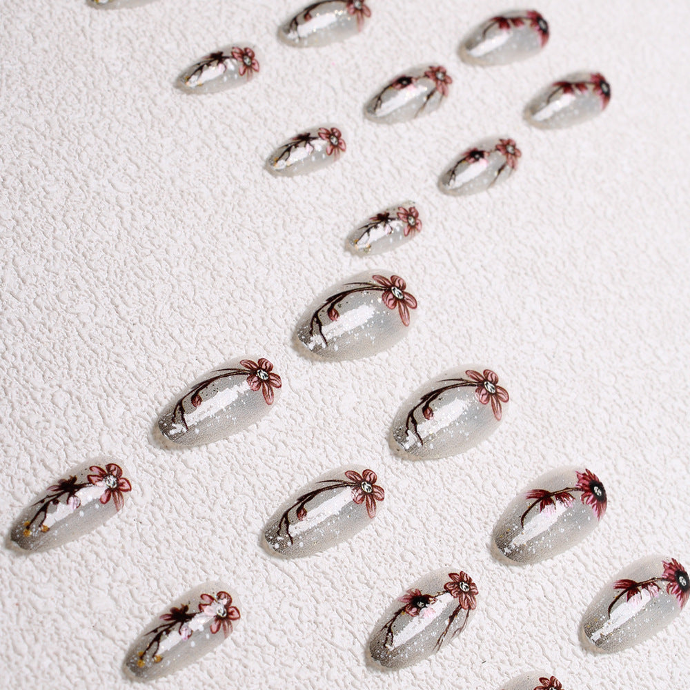 Artistic Floral Press-On Nail Set Stornfield