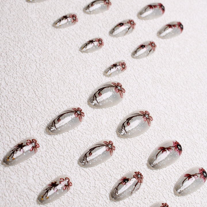 Artistic Floral Press-On Nail Set Stornfield