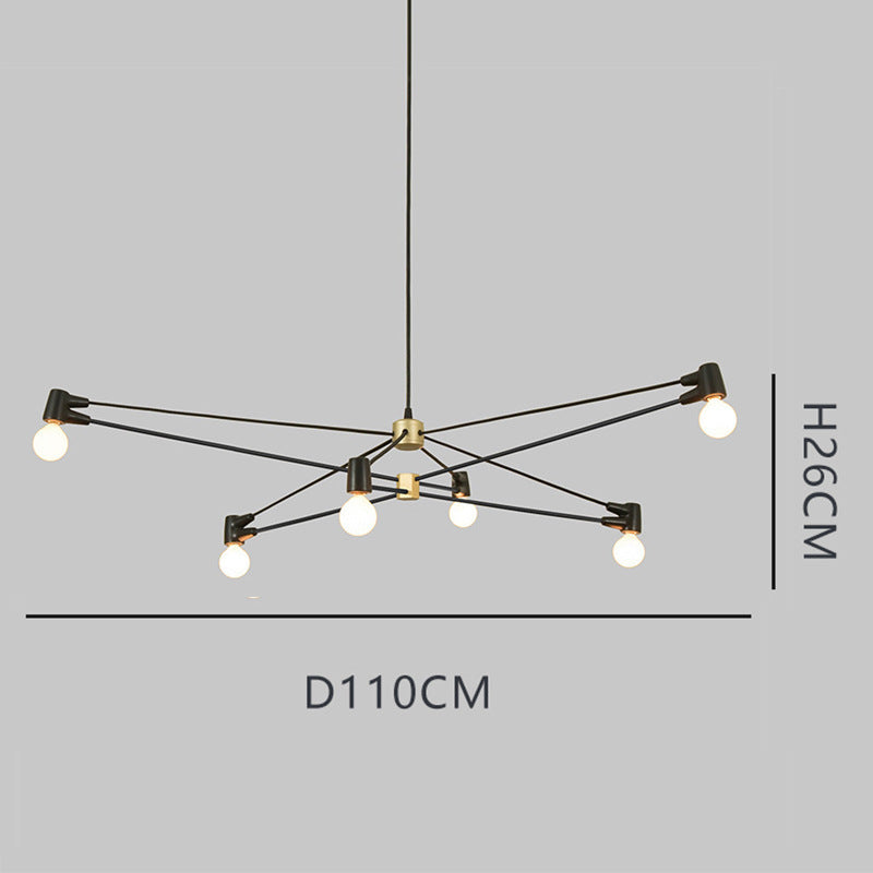 Industrial-Style Chandelier with Adjustable Arms