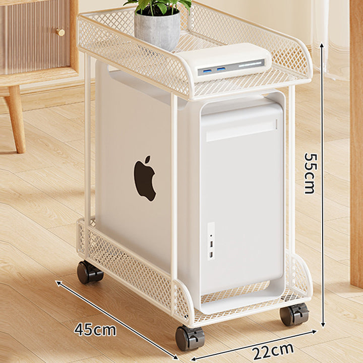 Under-Desk Rolling PC Tower Stand with Mesh Tray and Locking Casters