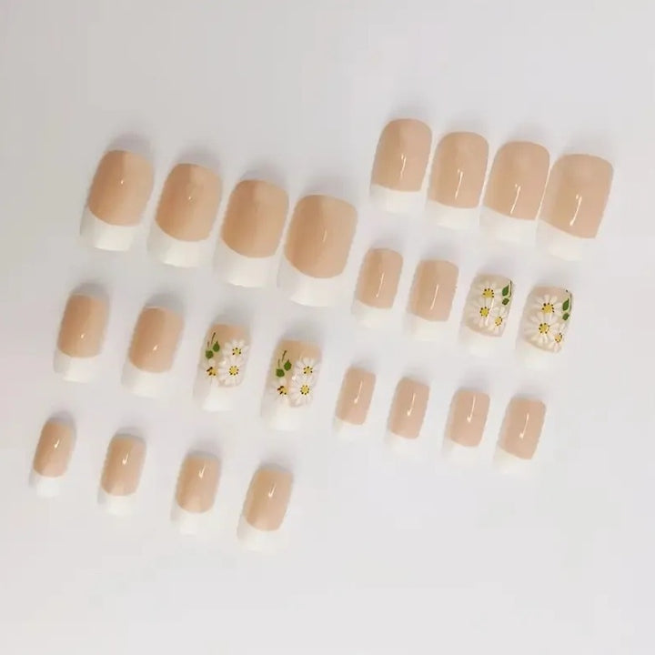 Floral French Tip Nail Art Enhancements Stornfield