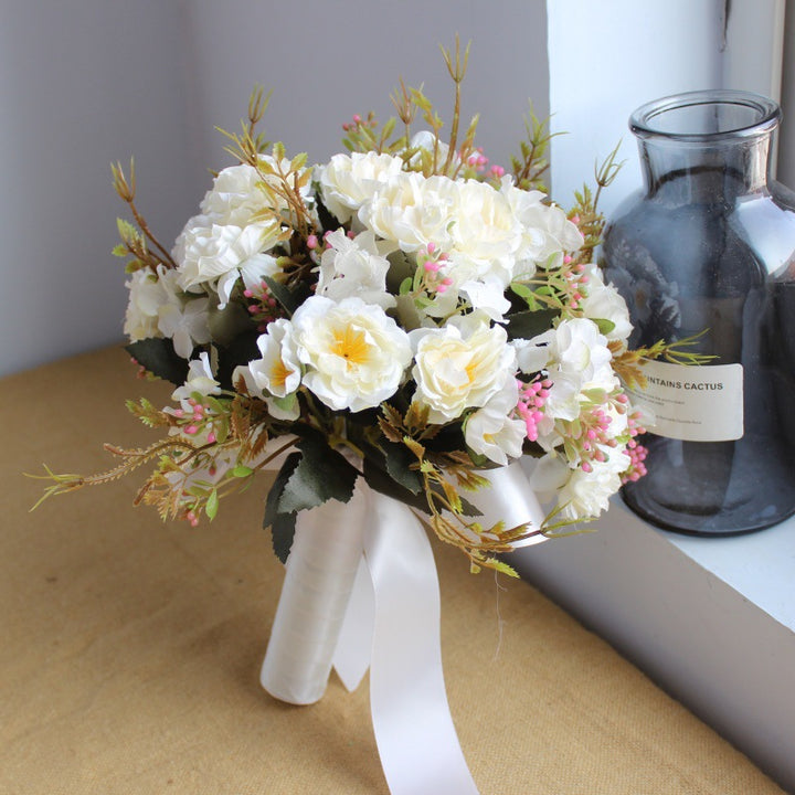 Lifelike Floral Bouquet with Silk Flowers
