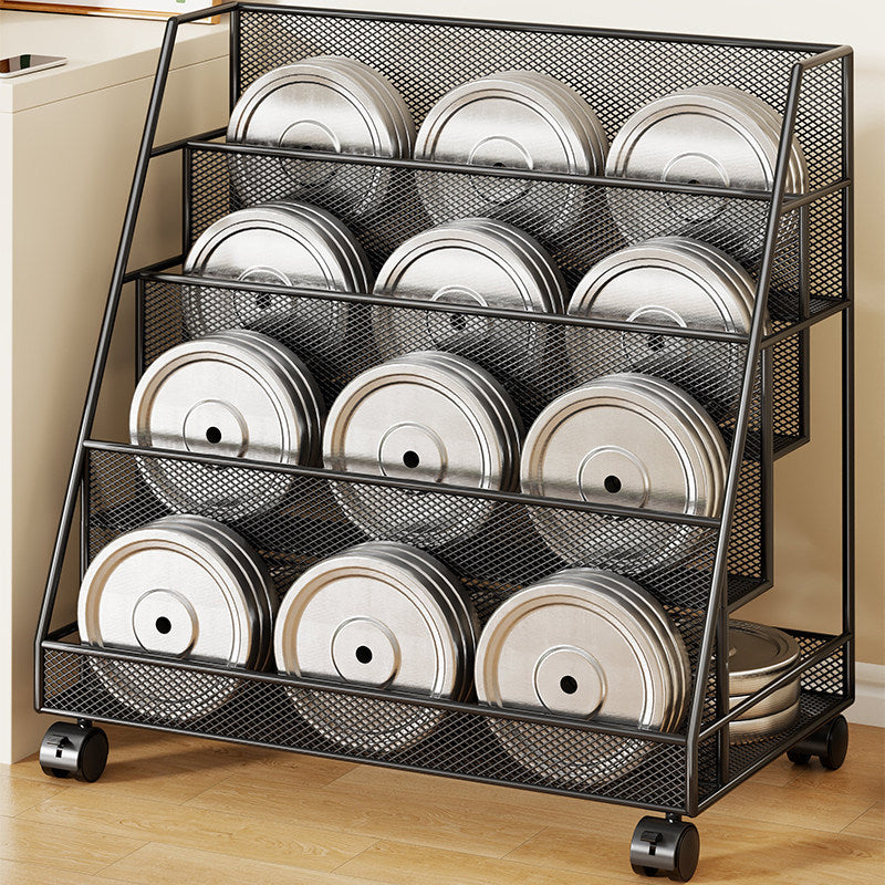 Angled Mesh Rolling Magazine and Book Display Shelf with Locking Casters
