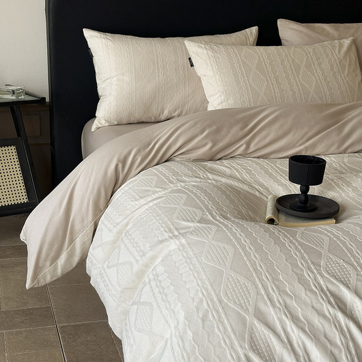 Jacquard Floral Duvet Cover Set with Reversible Sateen Backing