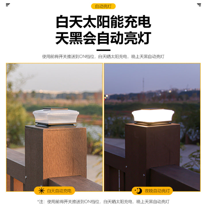 Low-Profile Solar Deck Post Cap Light With Warm Ambient Glow Stornfield