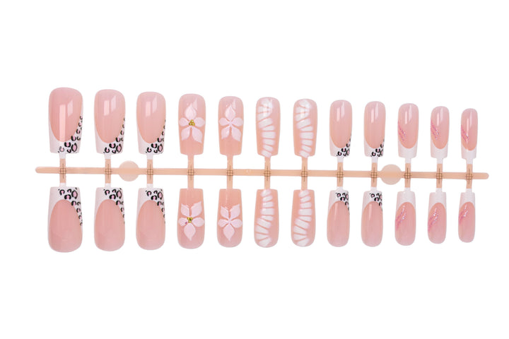 Elegant artificial nail set with floral and animal accents Stornfield