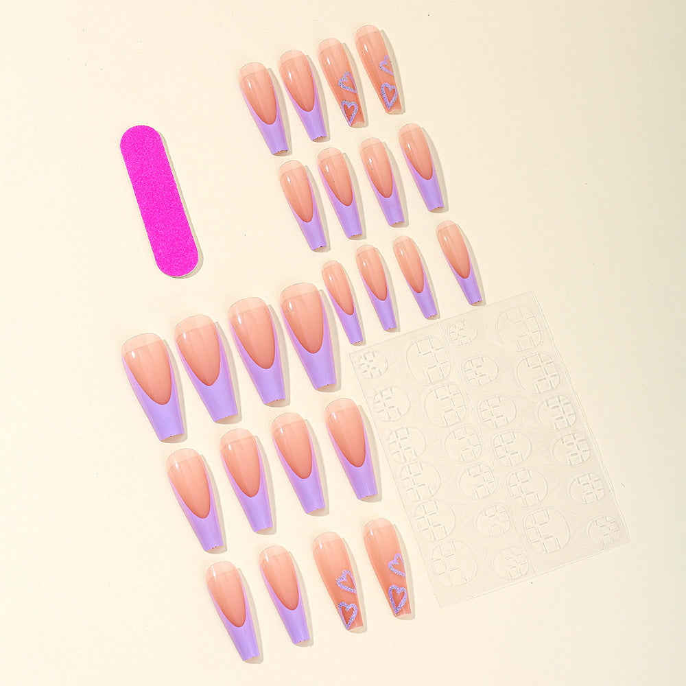 Heart-Embellished Long Acrylic Nail Art Stornfield