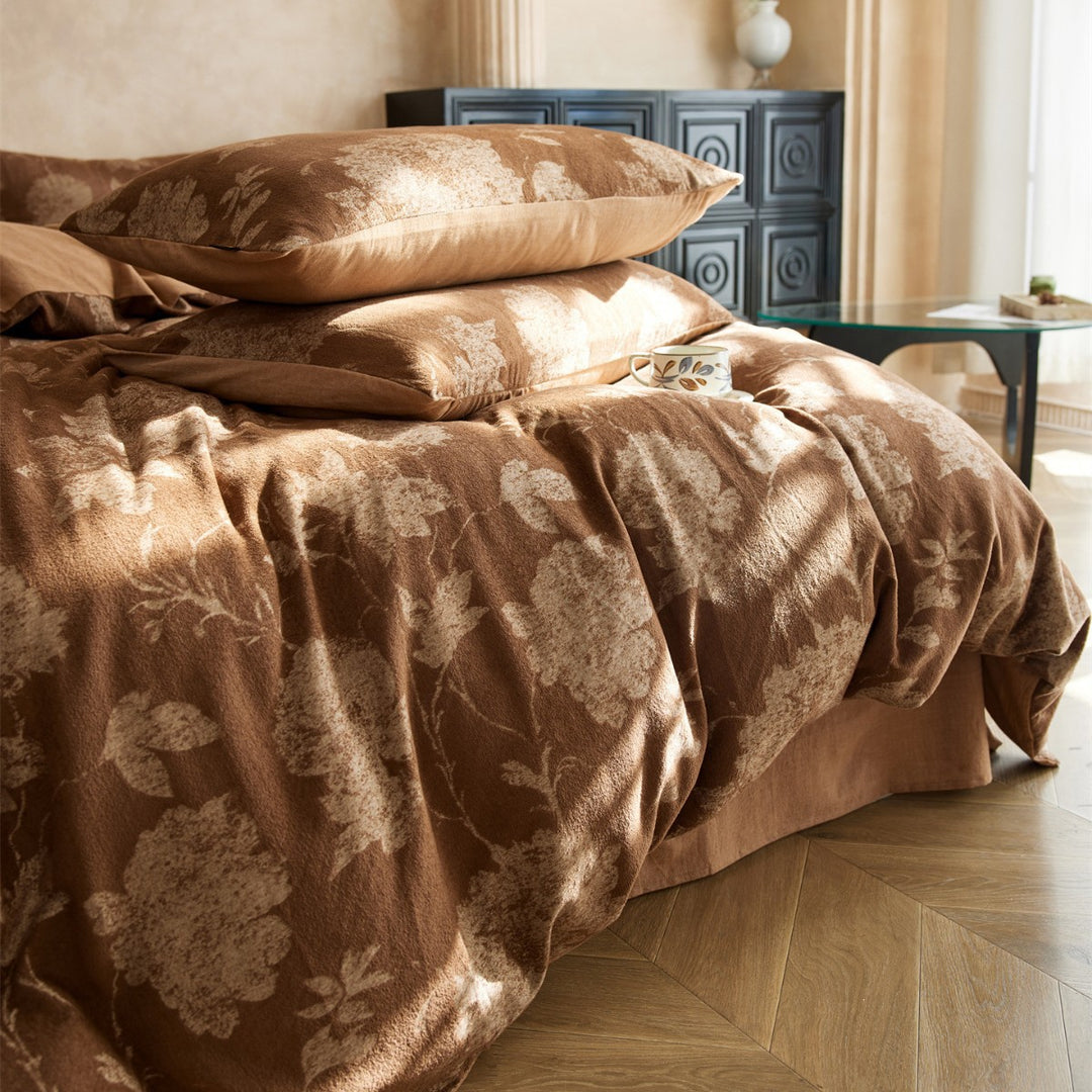 Extra-Plush Floral Printed Down-Alternative Comforter Set with Brushed Microfiber & Matching Shams