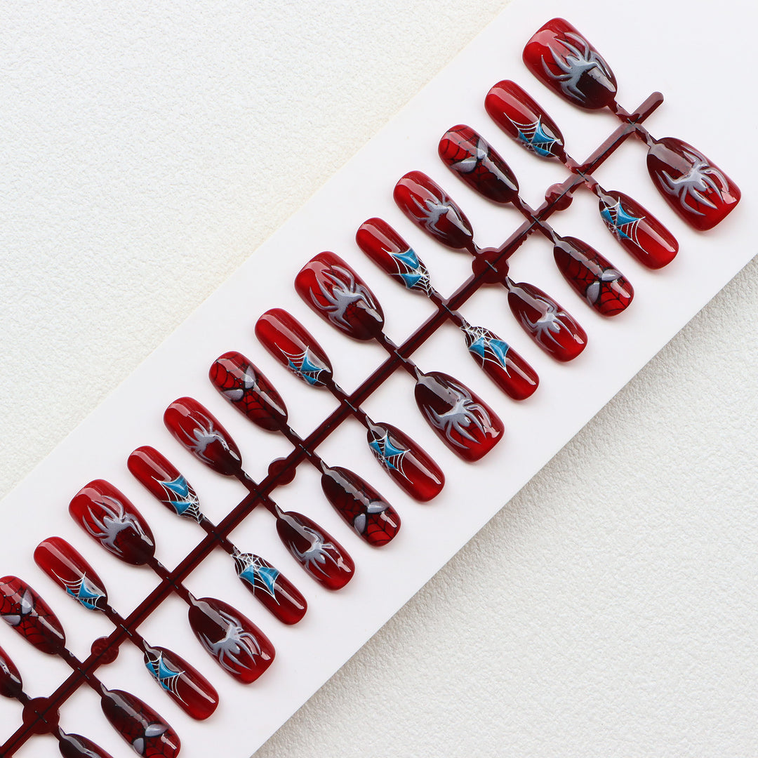 Thematic Spider-Man Inspired Press-On Nail Art Set Stornfield