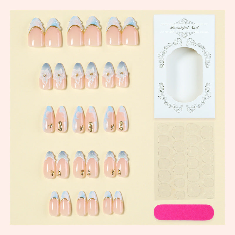 Decorative Press-On Nail Art Set with Elegant Floral Design Stornfield