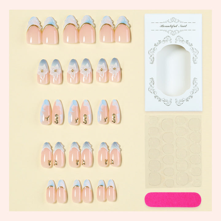 Decorative Press-On Nail Art Set with Elegant Floral Design Stornfield