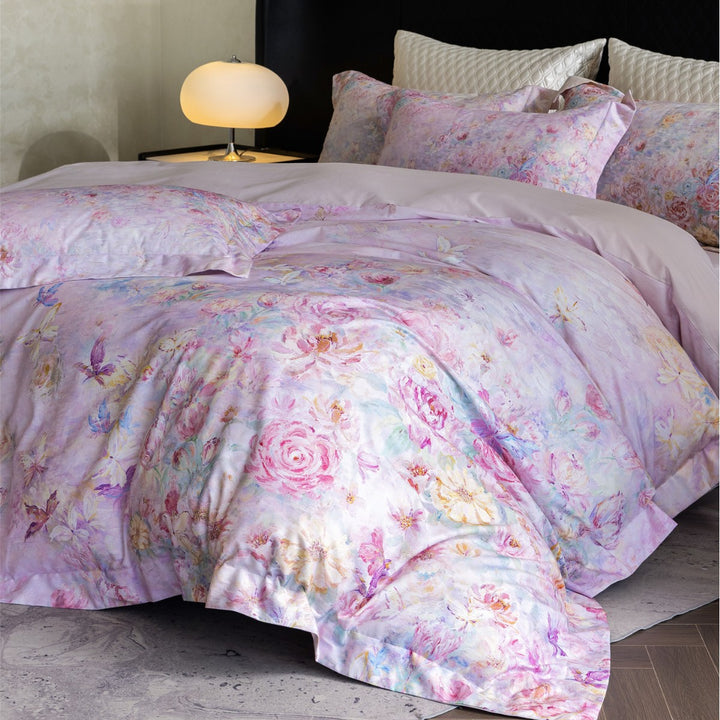 Luxury Floral Cotton Sateen Duvet Cover Set