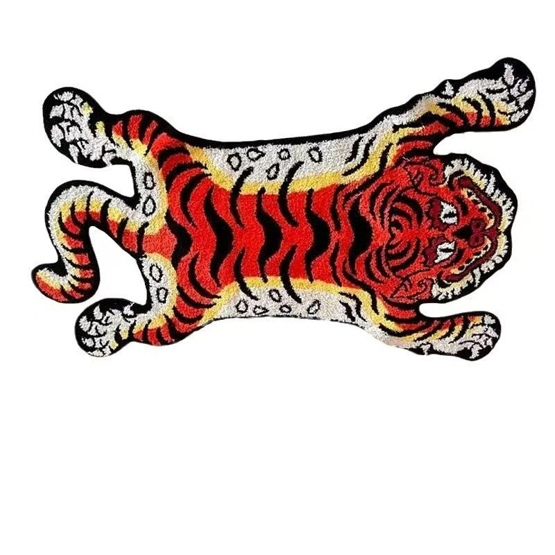 Tiger-Shaped Embroidered Accent Rug