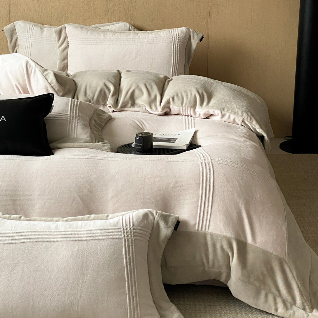 Linen-Blend Pintuck Duvet Cover Set with Matching Pillow Shams