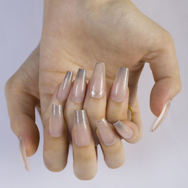 Artificial nails with glitter tip and high gloss finish Stornfield