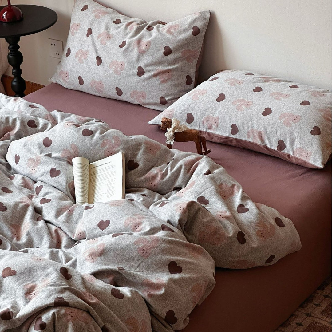Cherry-Print Cotton Jersey Duvet Cover Set with Matching Pillowcases