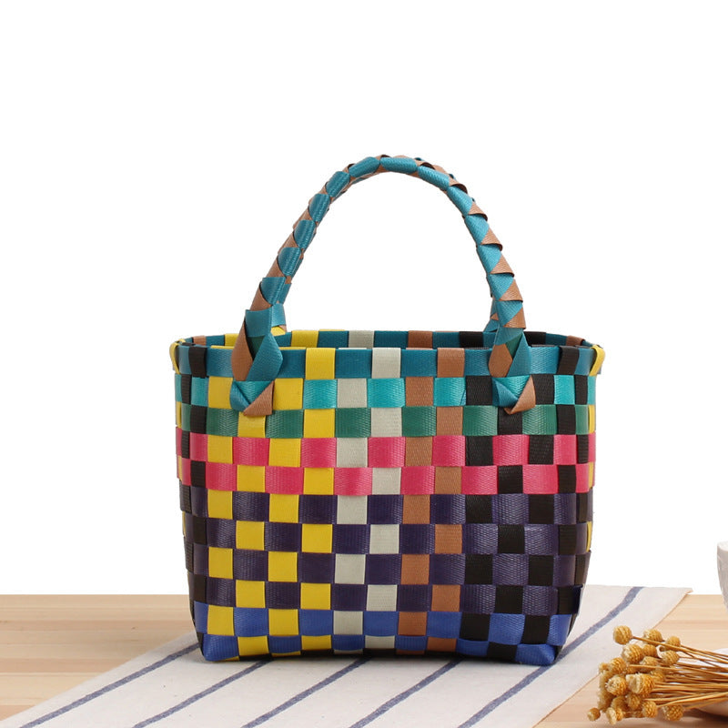 Handcrafted Tote Bag in Modern Check Pattern Stornfield