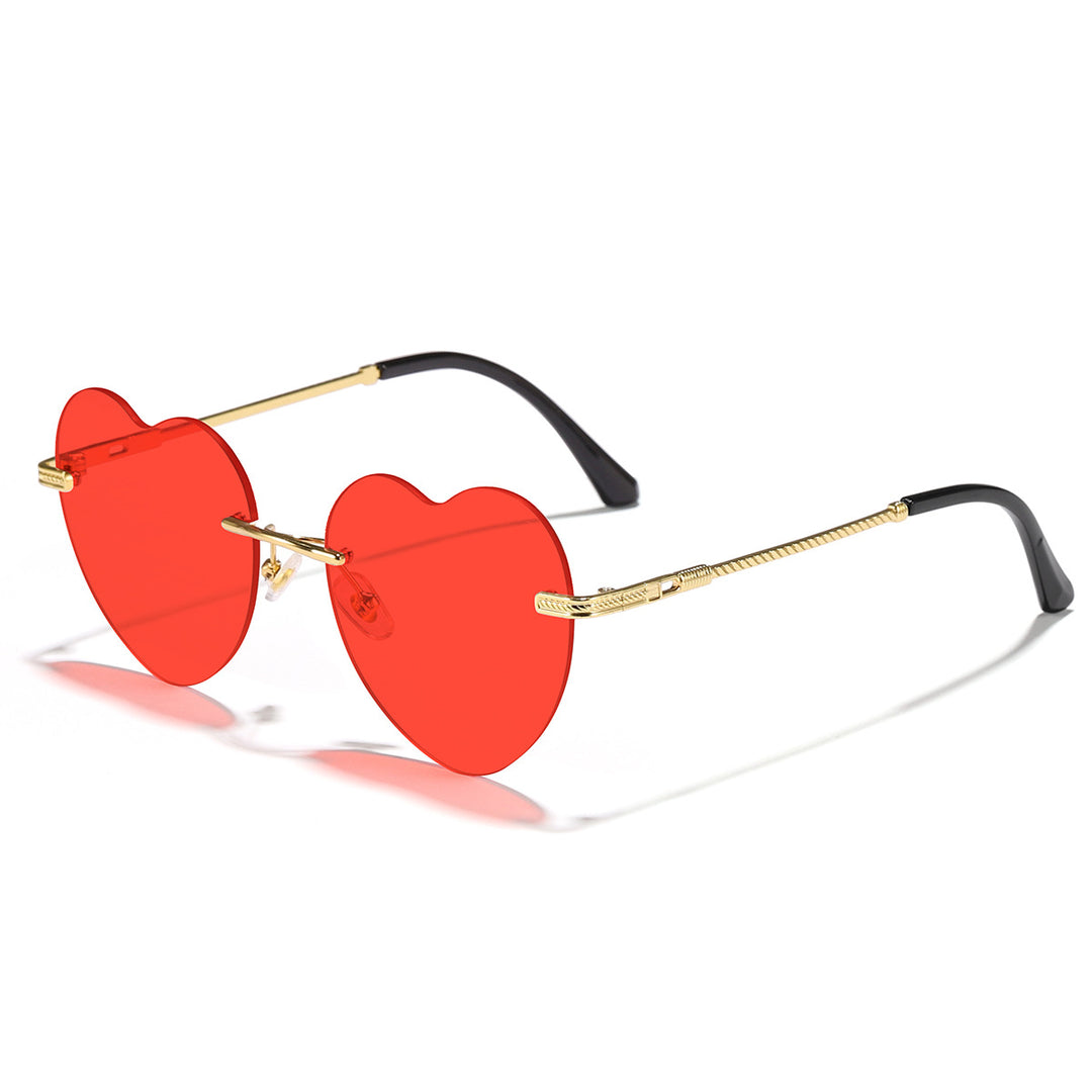 Women's Heart-Shaped Sunglasses with Mirrored Lenses and Gold Frame Stornfield