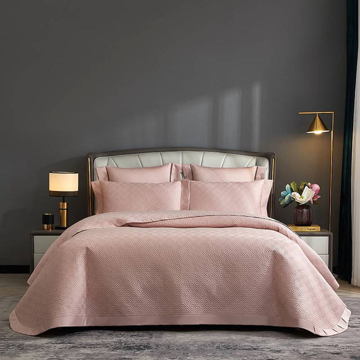 Quilted Reversible Duvet Cover Bedding Set with Embroidered Corner Shams
