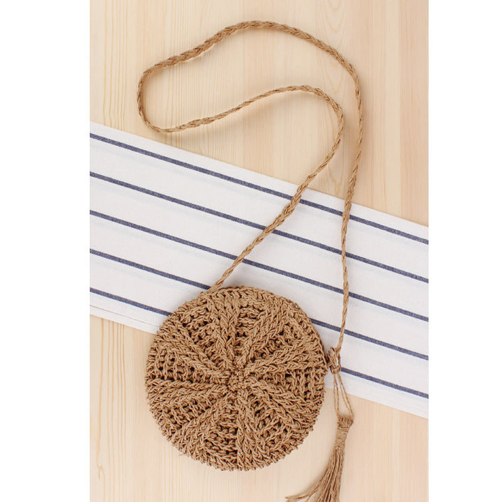 Round Bast Crossbody Bag with Tassels Stornfield
