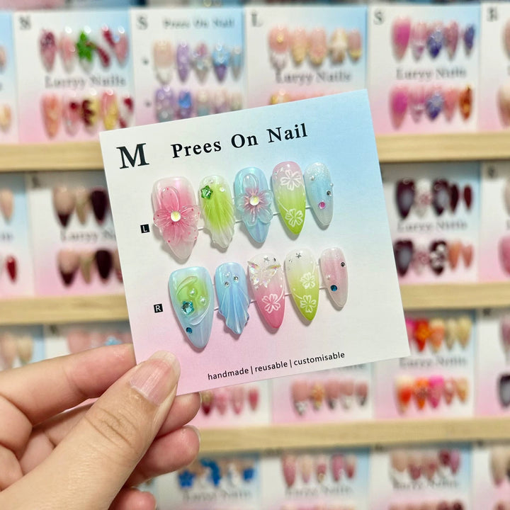 Customizable Floral Design Press-On Nails
