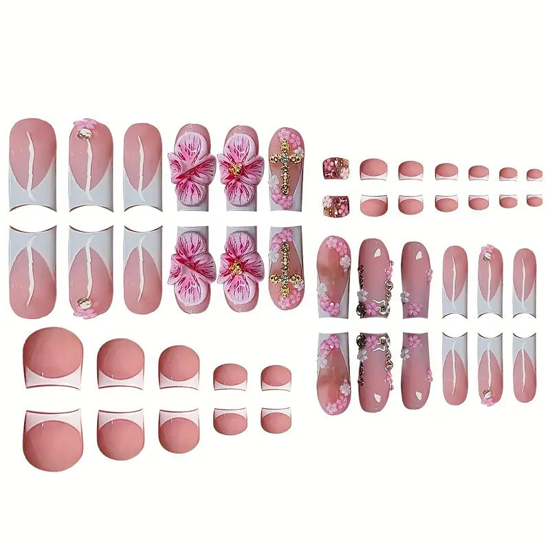 3D Floral Decorative Press-On Nails Set Stornfield