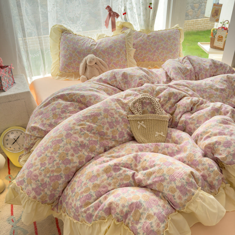 Floral Ruffled Bedding Comforter Set