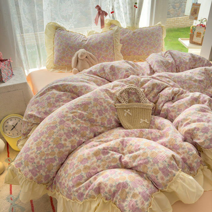Floral Ruffled Bedding Comforter Set