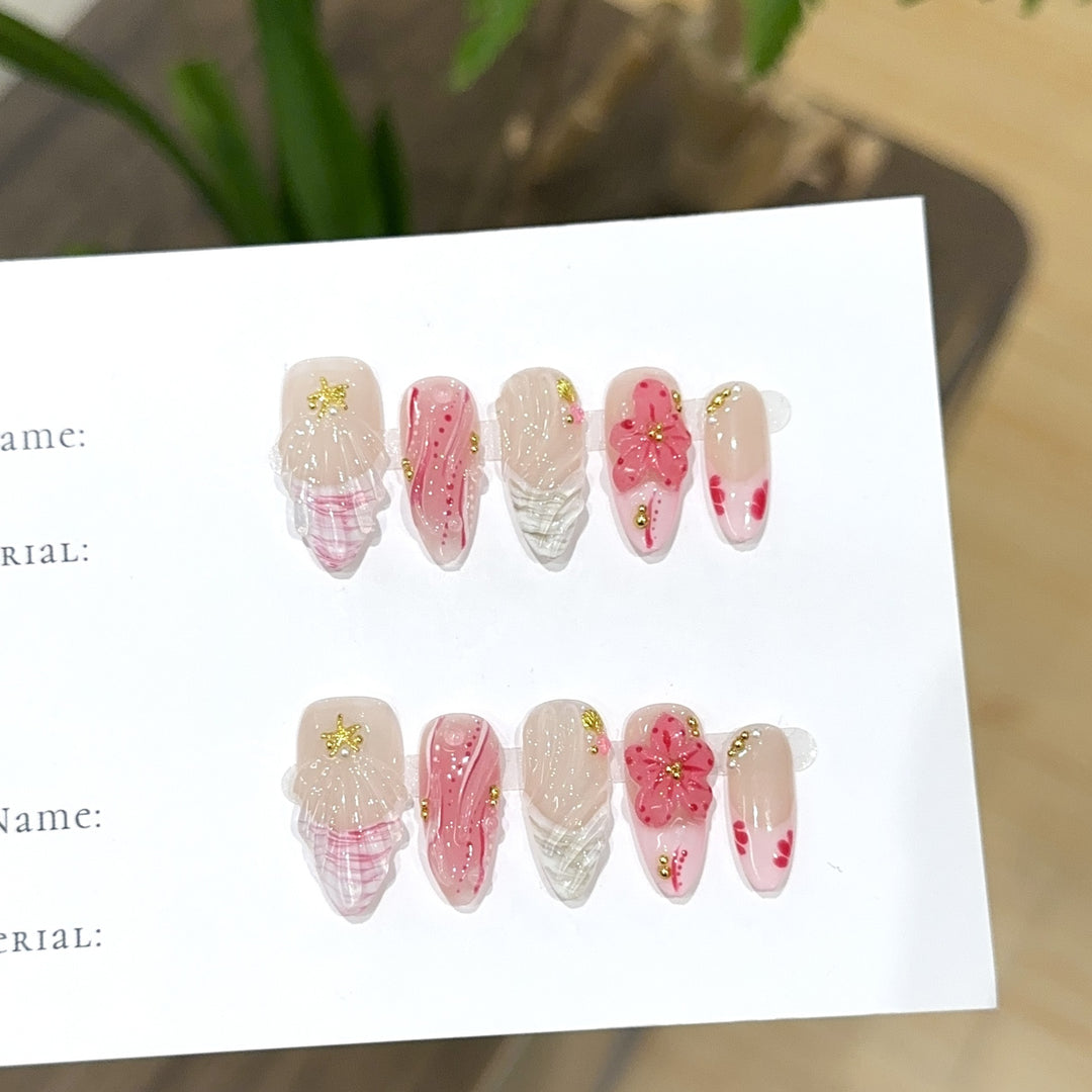 Floral Design Press-On Nail Art Set