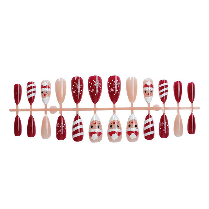 Festive Holiday-Themed Press-On Nail Art Set 1790738334